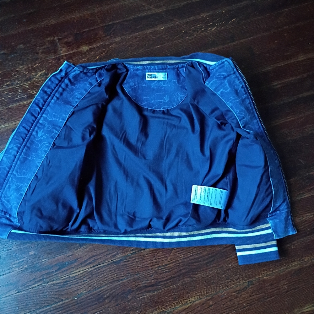 Epic Threads Legend Denim Bomber Jacket Boys 3T Blue Embroidered Dinosaur - Picture 9 of 10